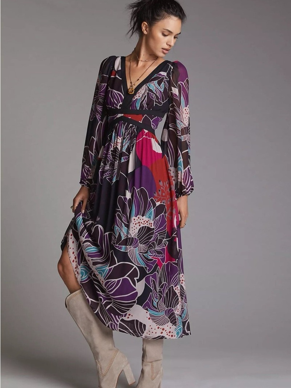 Let Me Be Anthropologie Floral Midi Dress